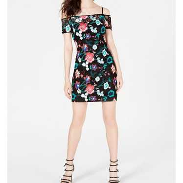 Guess Embroidered Floral Lace Mini Dress Cold Shou