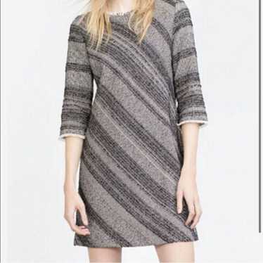 ZARA Basic black and white tweed sheath dress