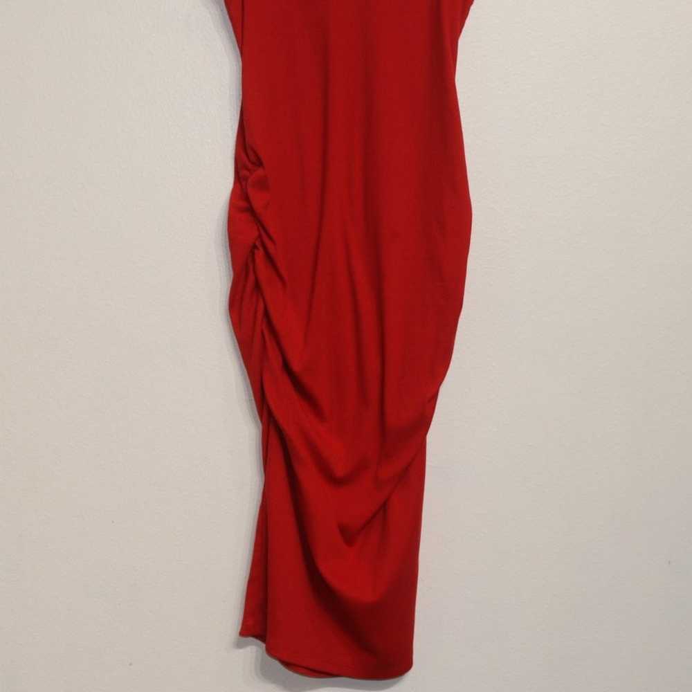 A New Day Red Ruched Midi Dress Sz L - image 4