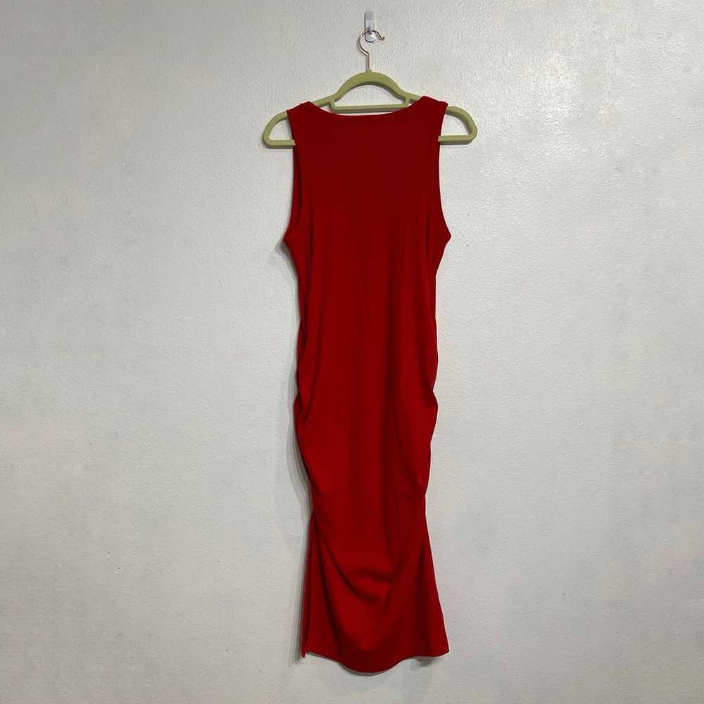 A New Day Red Ruched Midi Dress Sz L - image 9