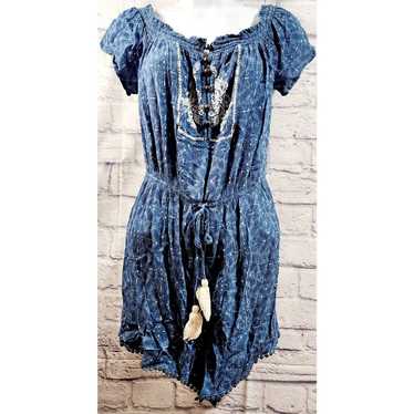 Rewind Blue White Floral Print Romper Medium Ligh… - image 1