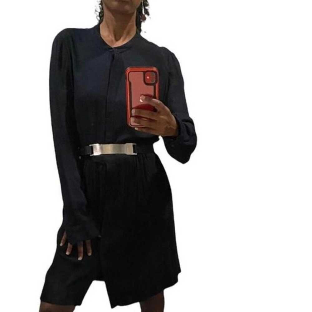 A.L.C. Navy blue black long sleeve shirt dress - image 1