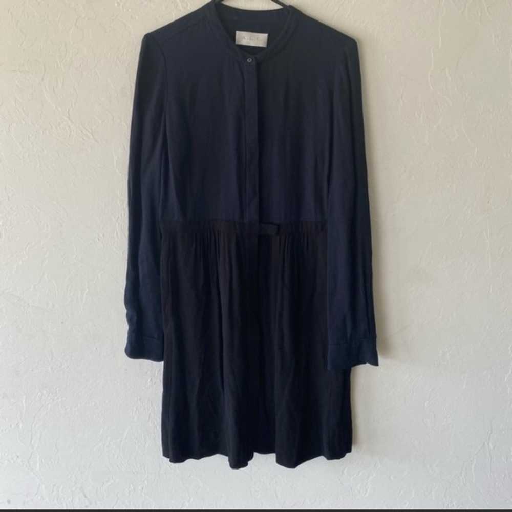 A.L.C. Navy blue black long sleeve shirt dress - image 2