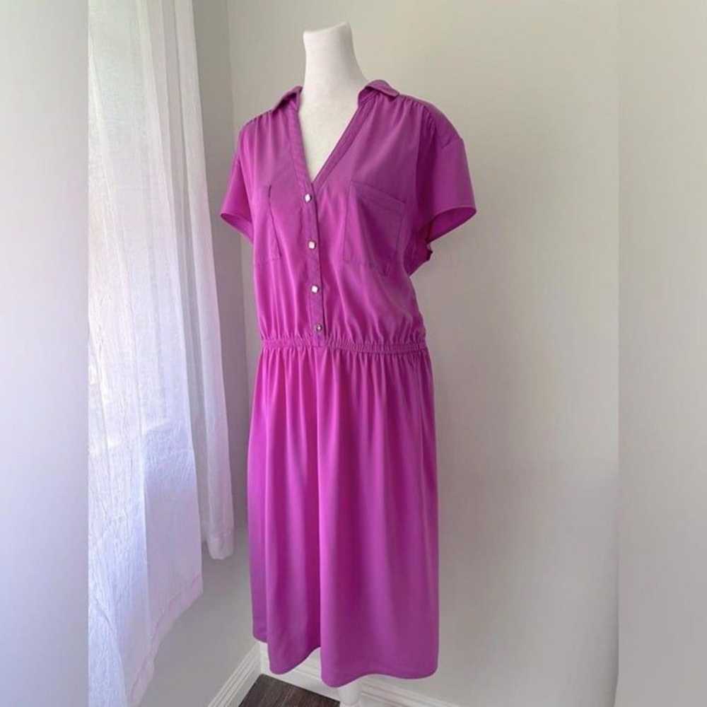 Vintage ‘80s R&K Originals Pink Collared Midi Dre… - image 1