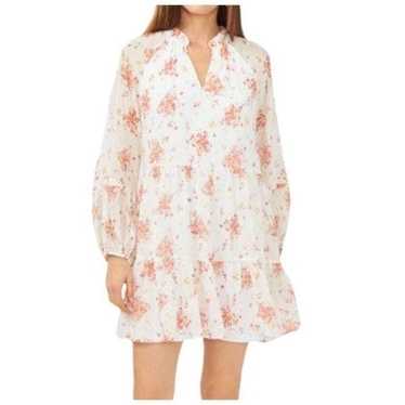 Vince Camuto Ivory Pink Floral Chiffon Long Sheer 