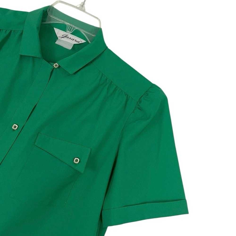 Jasara Vintage Green Short Sleeve Button Down Blo… - image 2