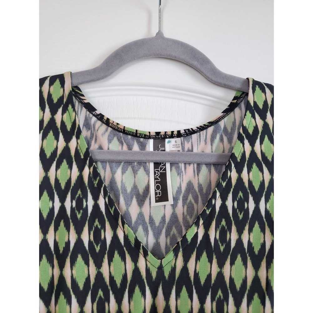 Julian Taylor Sleeveless Sheath Flare Green Multi… - image 3