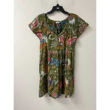 Dylan Army Green Floral Cap Sleeve Knee Length V-… - image 1