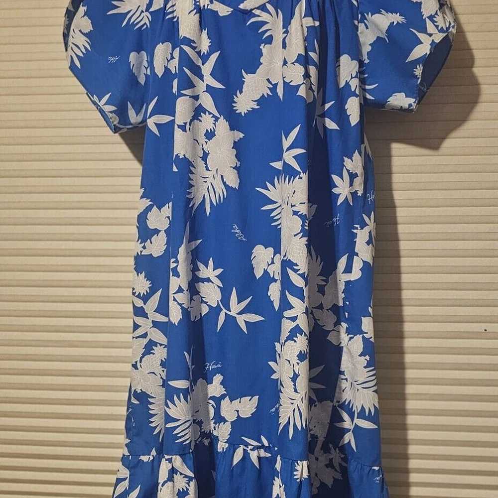 VTG Kalena Fashions Of Hawaii Muumuu XL BLUE Flor… - image 2