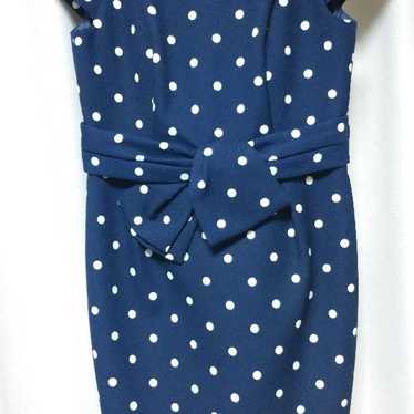 Apuweiser-riche Dot Navy Dress with Ribbon - image 1