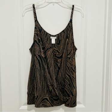 Cache Vintage Black & Metallic Gold Cami Style Wr… - image 1