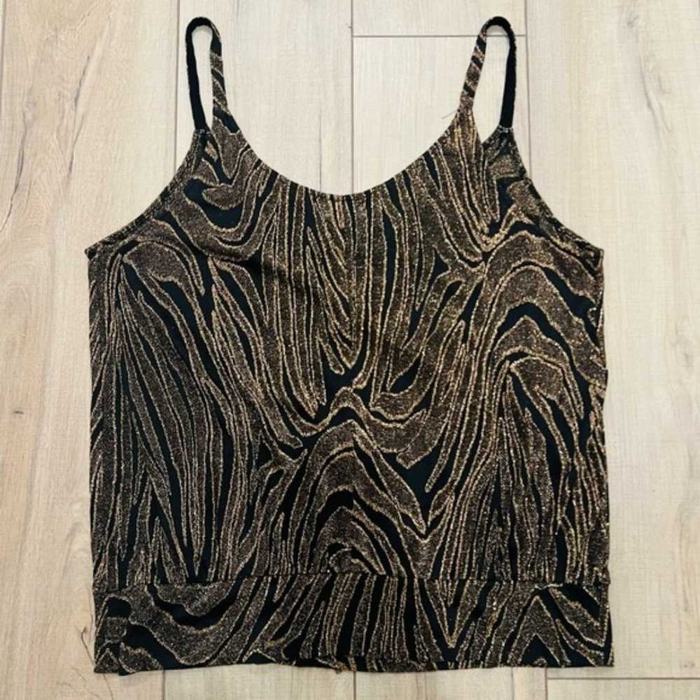 Cache Vintage Black & Metallic Gold Cami Style Wr… - image 5