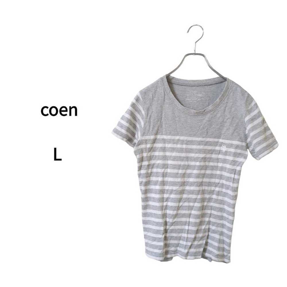 【coen】Cohen (L) Border Half-Sleeve T-Shirt * Ches… - image 1