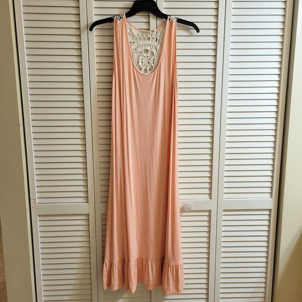 Soft Surroundings Maxi Shift Dress Size L Peach C… - image 1