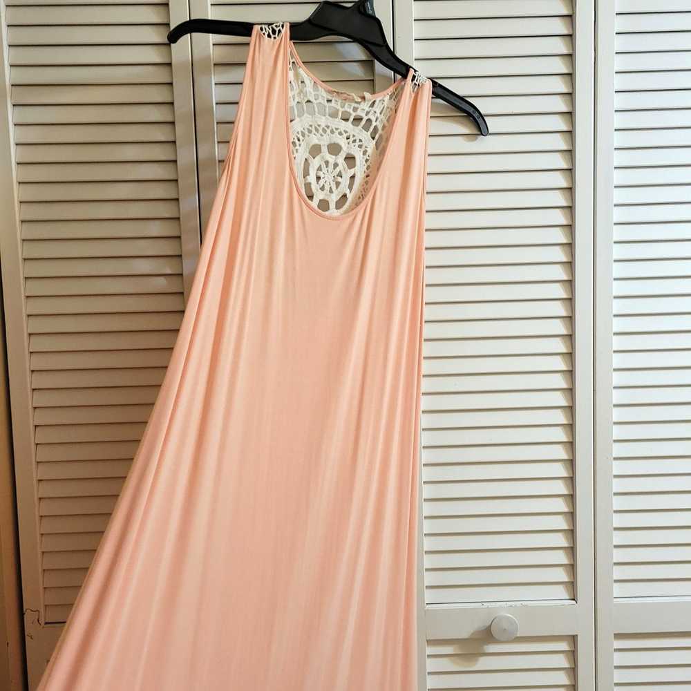 Soft Surroundings Maxi Shift Dress Size L Peach C… - image 4