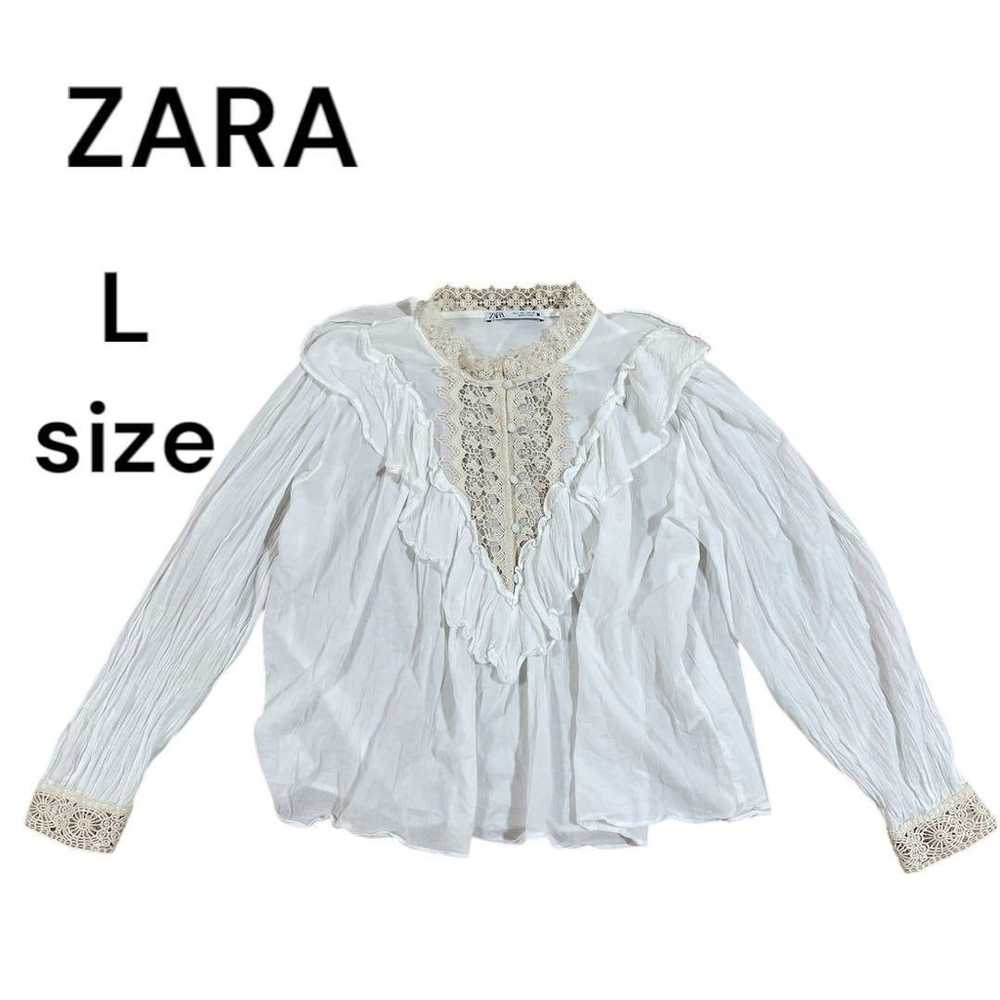 ZARA Blouse Lace Sheer Long Sleeve White Ladies L… - image 1