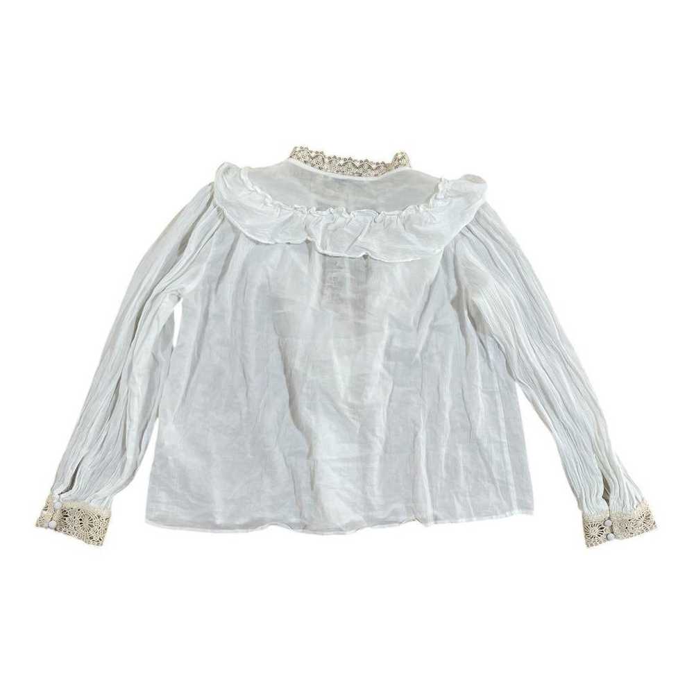 ZARA Blouse Lace Sheer Long Sleeve White Ladies L… - image 2