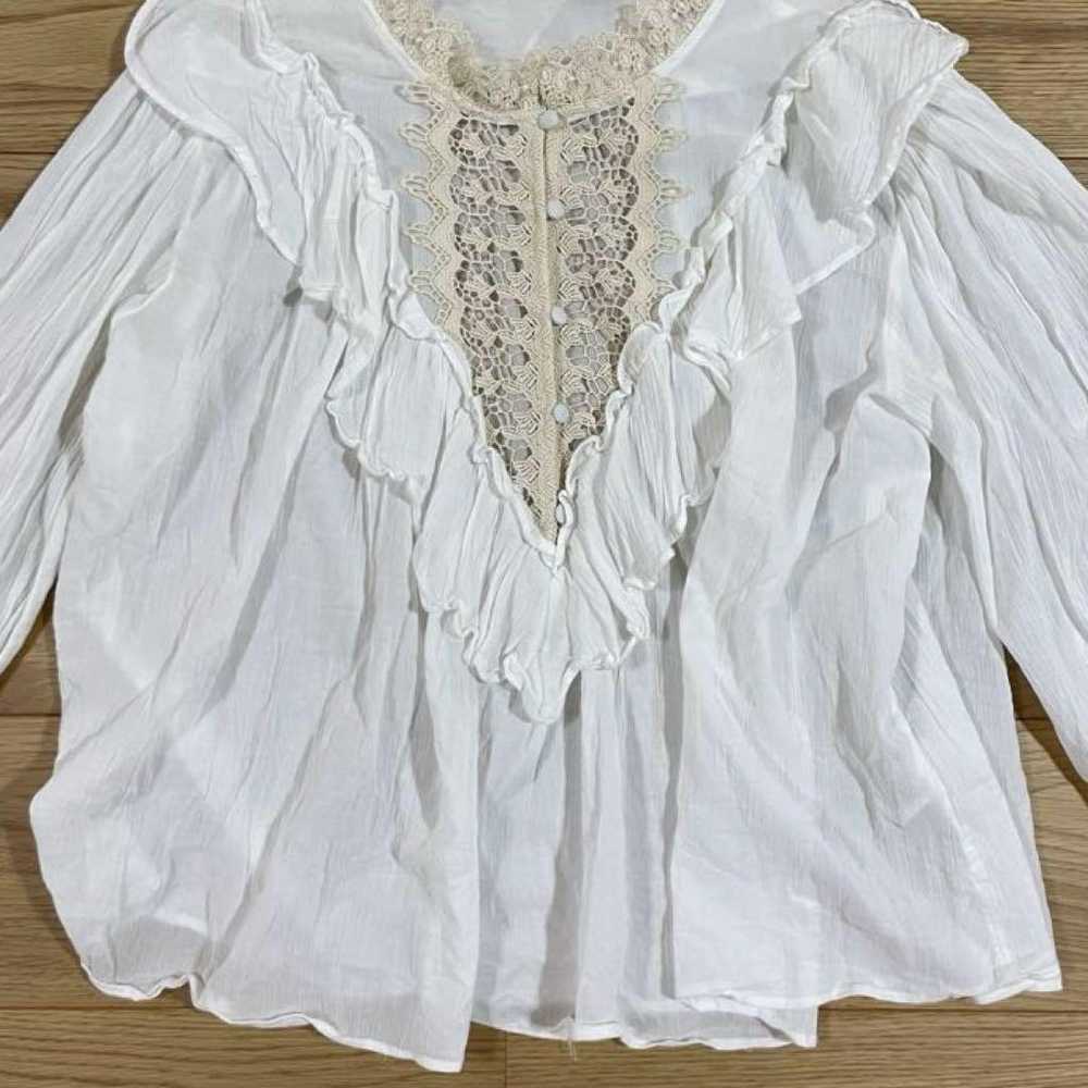 ZARA Blouse Lace Sheer Long Sleeve White Ladies L… - image 4