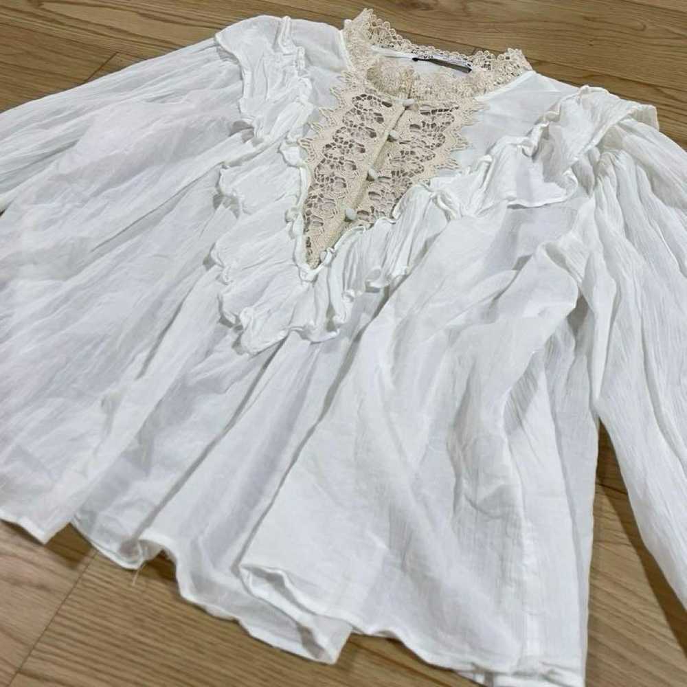 ZARA Blouse Lace Sheer Long Sleeve White Ladies L… - image 8