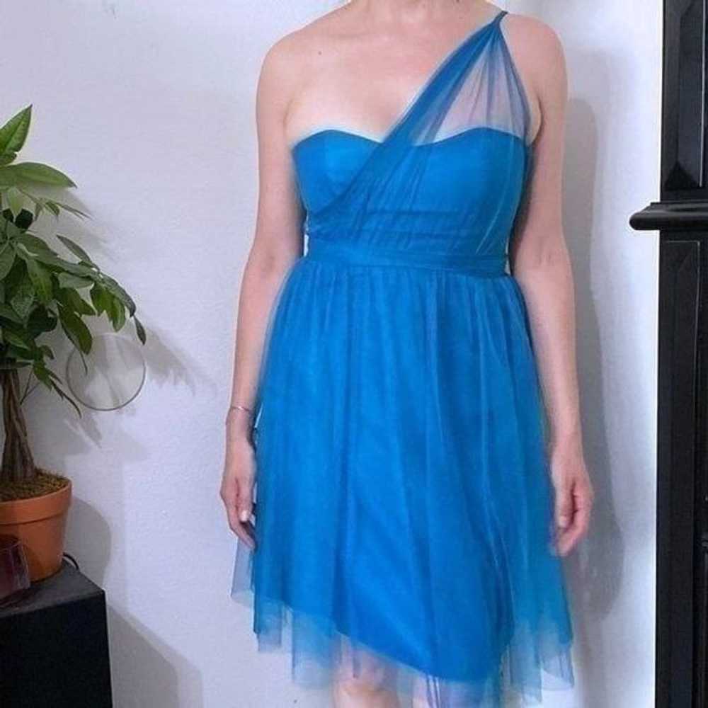 Blue Tulle One Shoulder Bridesmaid Dress - image 8