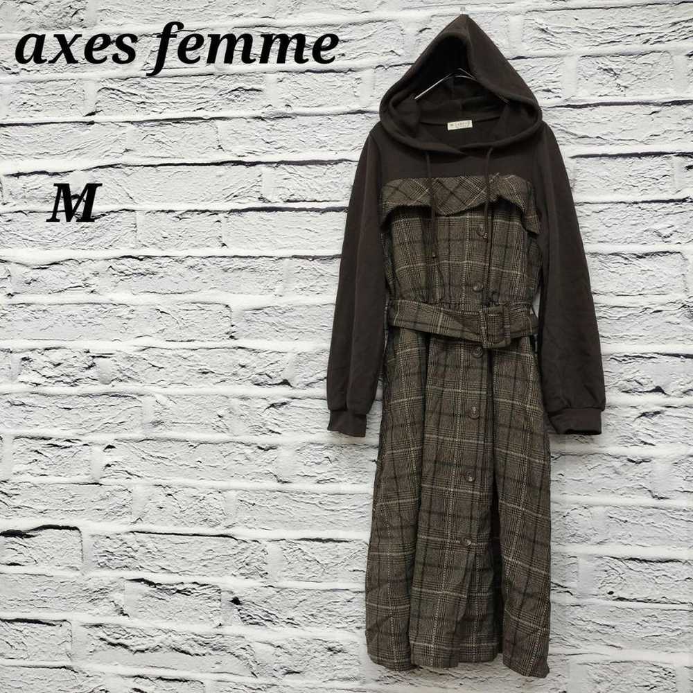 R2682 Axes Femme [M] Hooded Docking Dress Check P… - image 1