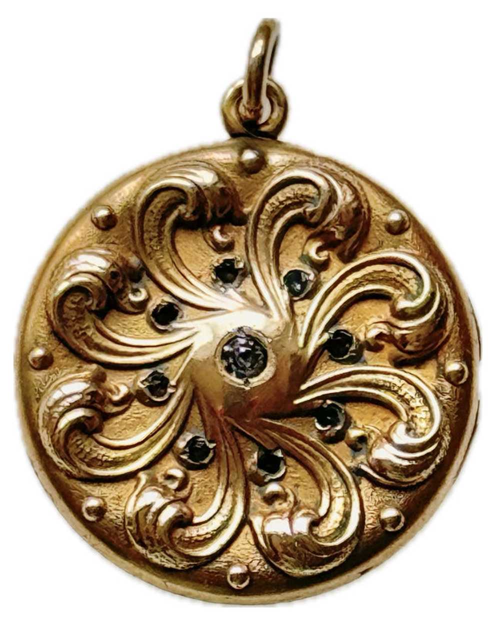 Round Floral Pendant with Crystals - image 1