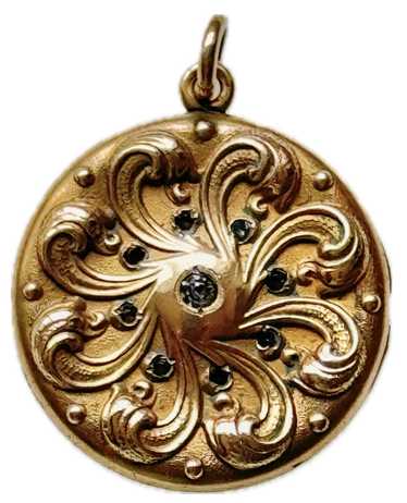 Round Floral Pendant with Crystals - image 1