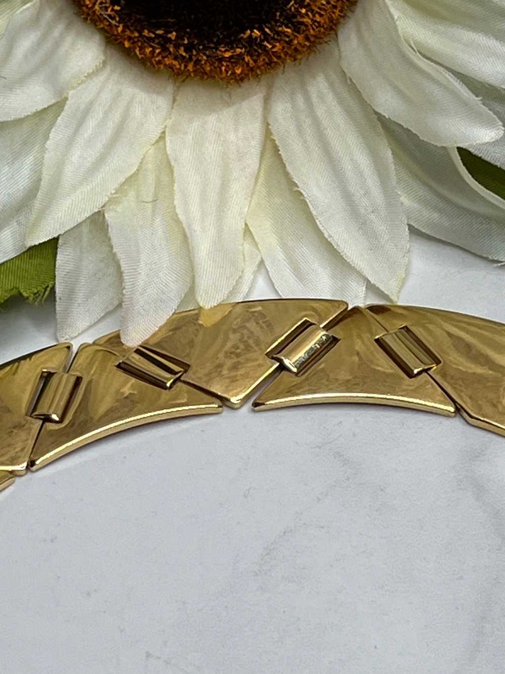 Vintage Gold Modernist Geometric Choker Necklace - image 5