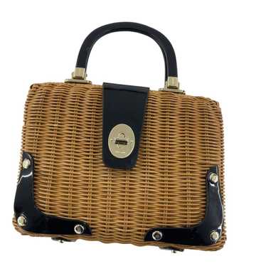 Kate Spade Brown/Black Wicker Turnlock Basket Top… - image 1