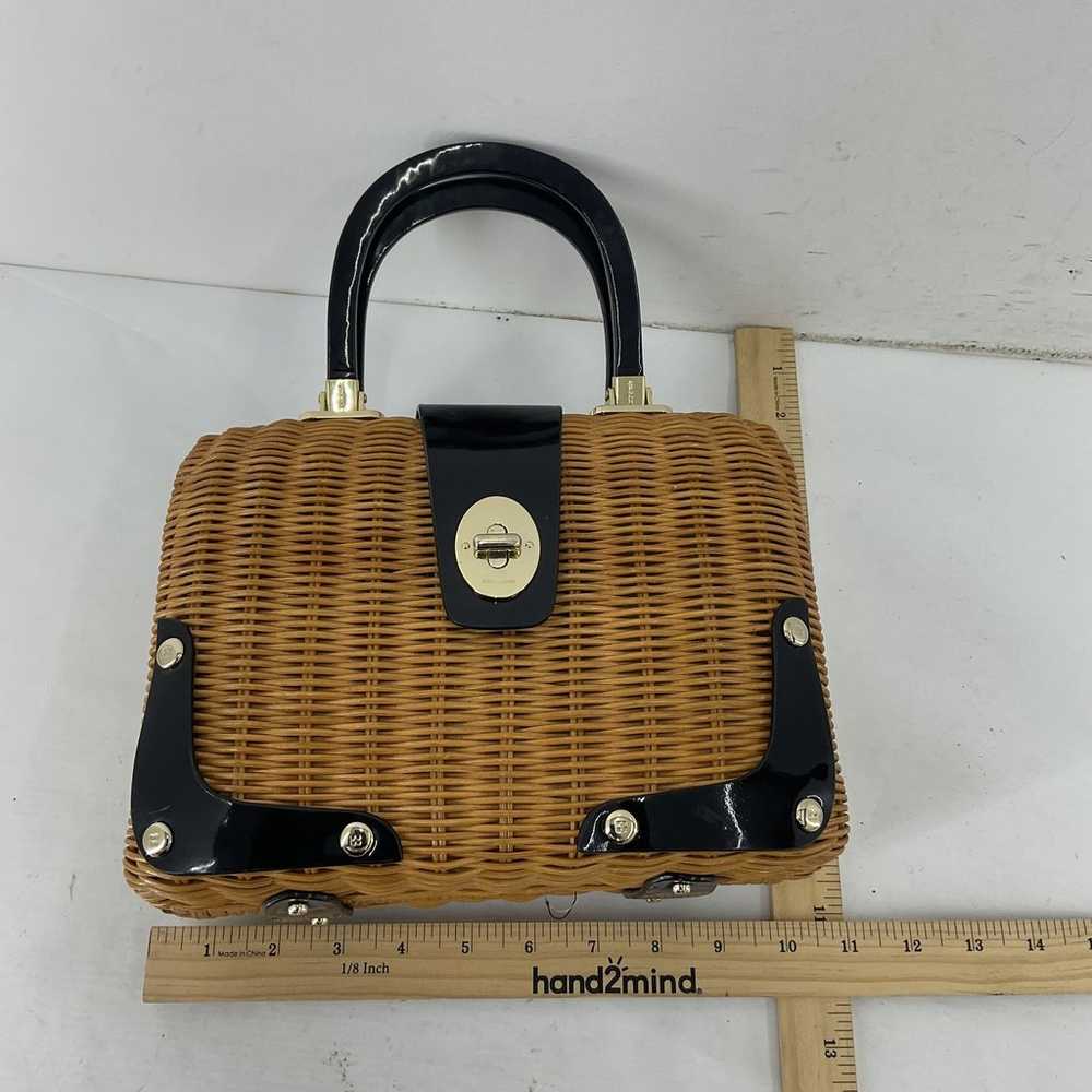 Kate Spade Brown/Black Wicker Turnlock Basket Top… - image 3