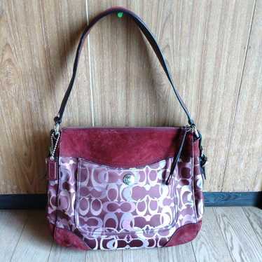 【COACH】Shoulder Bag Wine Red Suede