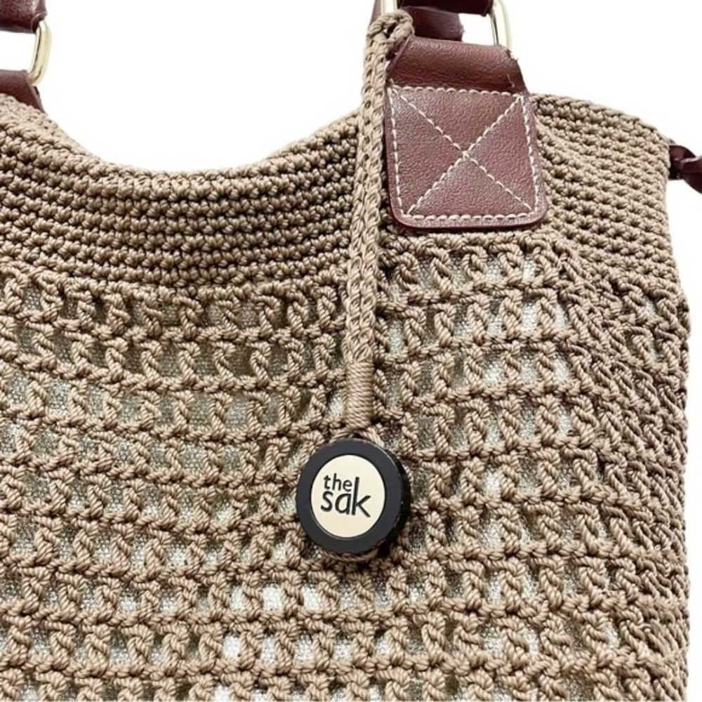 The Sak Cambria Crochet Hobo Bag Brown Shoulder B… - image 6