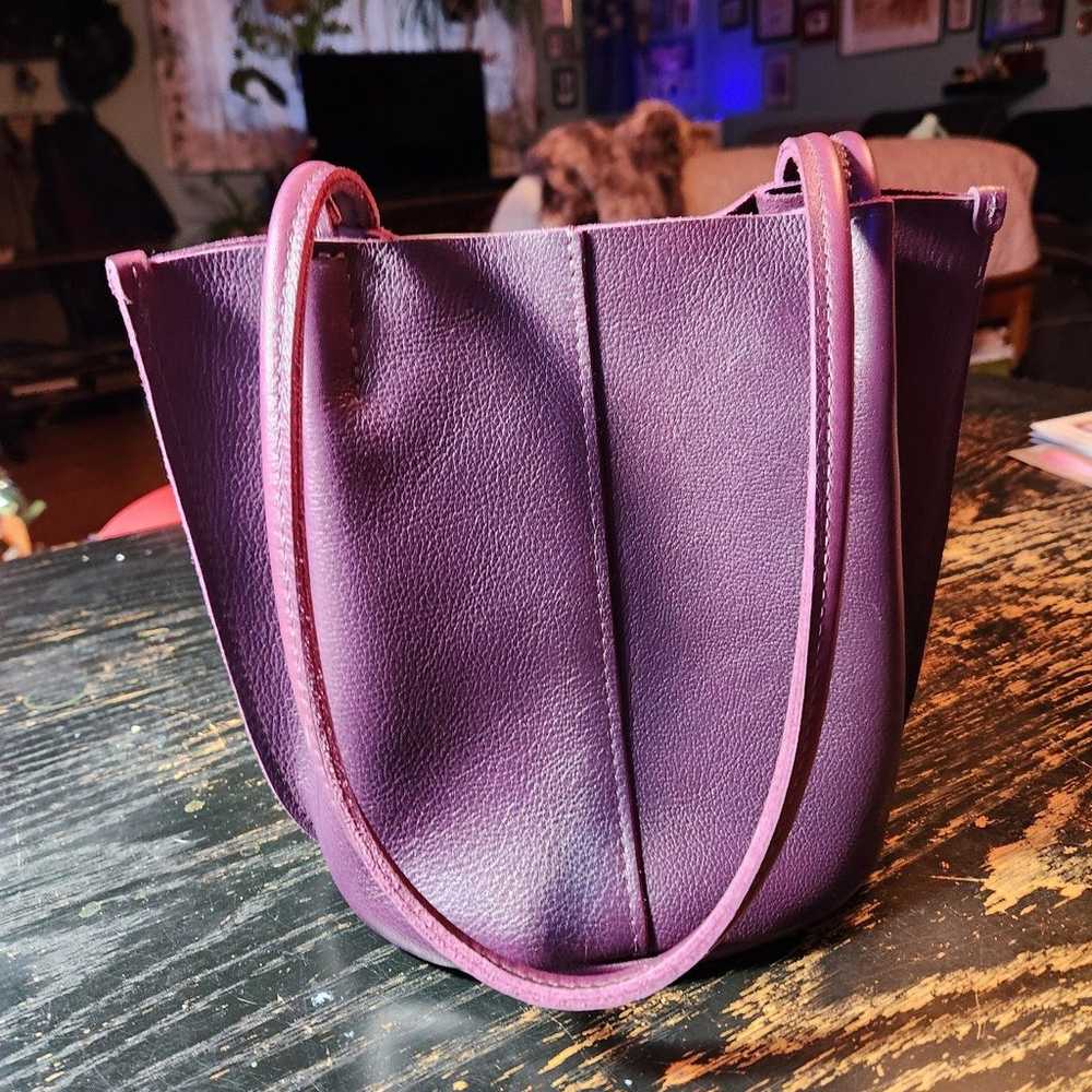 Portland Leather Classic Devan Tote in Plum *free… - image 3