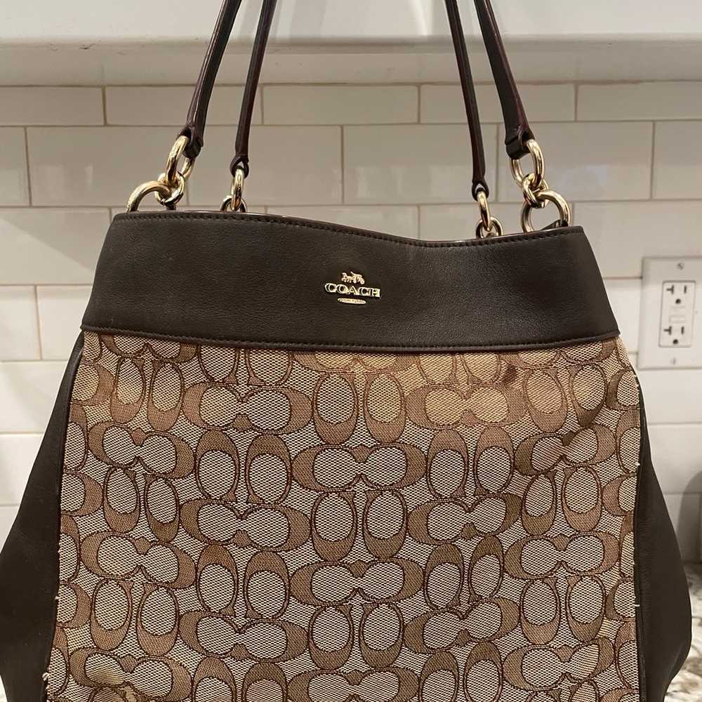 Coach monogram shoulder brown bag - image 2