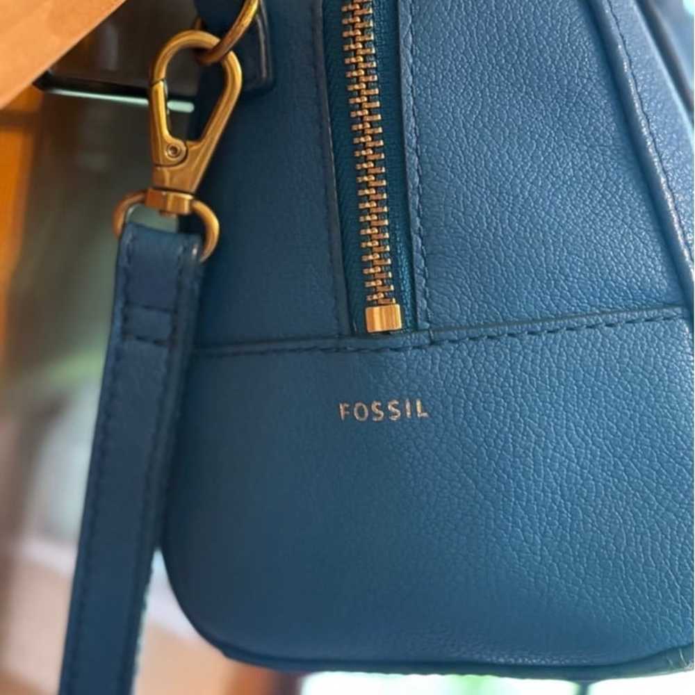 Fossil Blue Leather Handbag - image 3