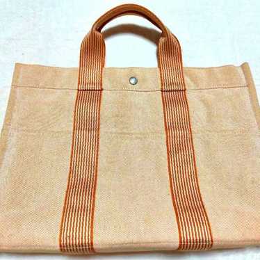 HERMES Tote Bag Orange Canvas