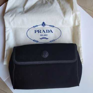 PRADA Clutch Bag Pouch Second Bag Black Velvet