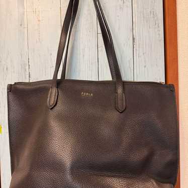 FURLA Dark Gray Leather Tote Bag - image 1