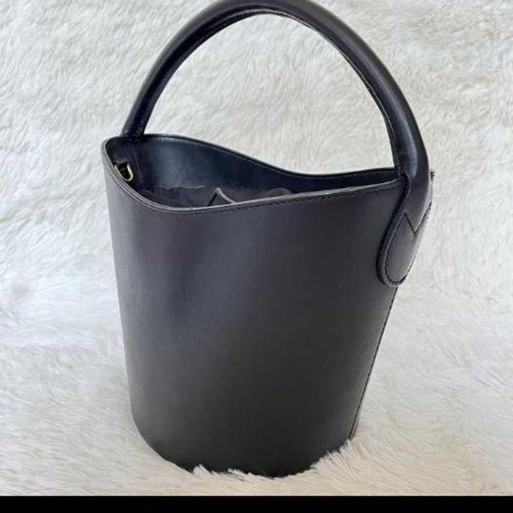 Milos Leather Shoulder Bag 2WAY Bucket Leather Bl… - image 6