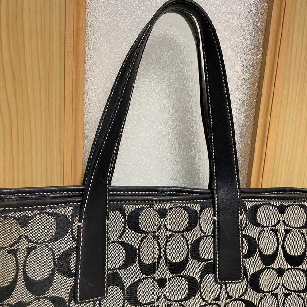 Coach Tote Bag Logo Pattern Black/Beige - image 2