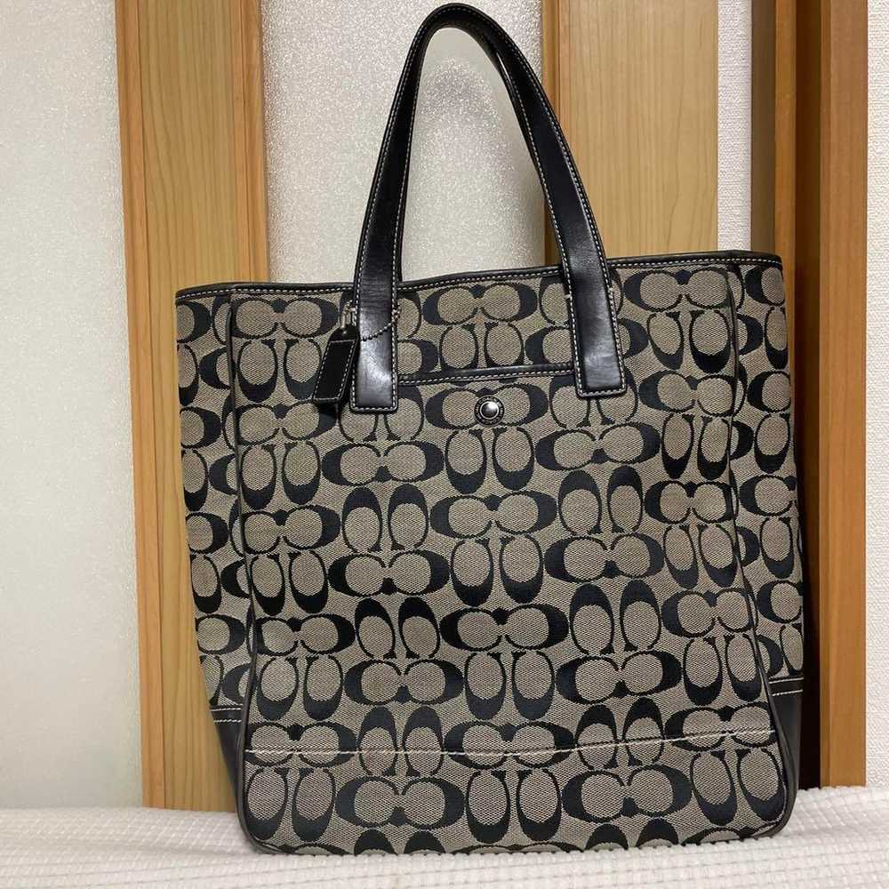 Coach Tote Bag Logo Pattern Black/Beige - image 3