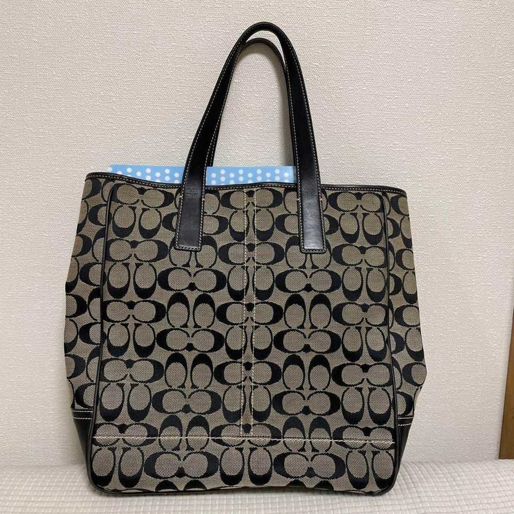 Coach Tote Bag Logo Pattern Black/Beige - image 8