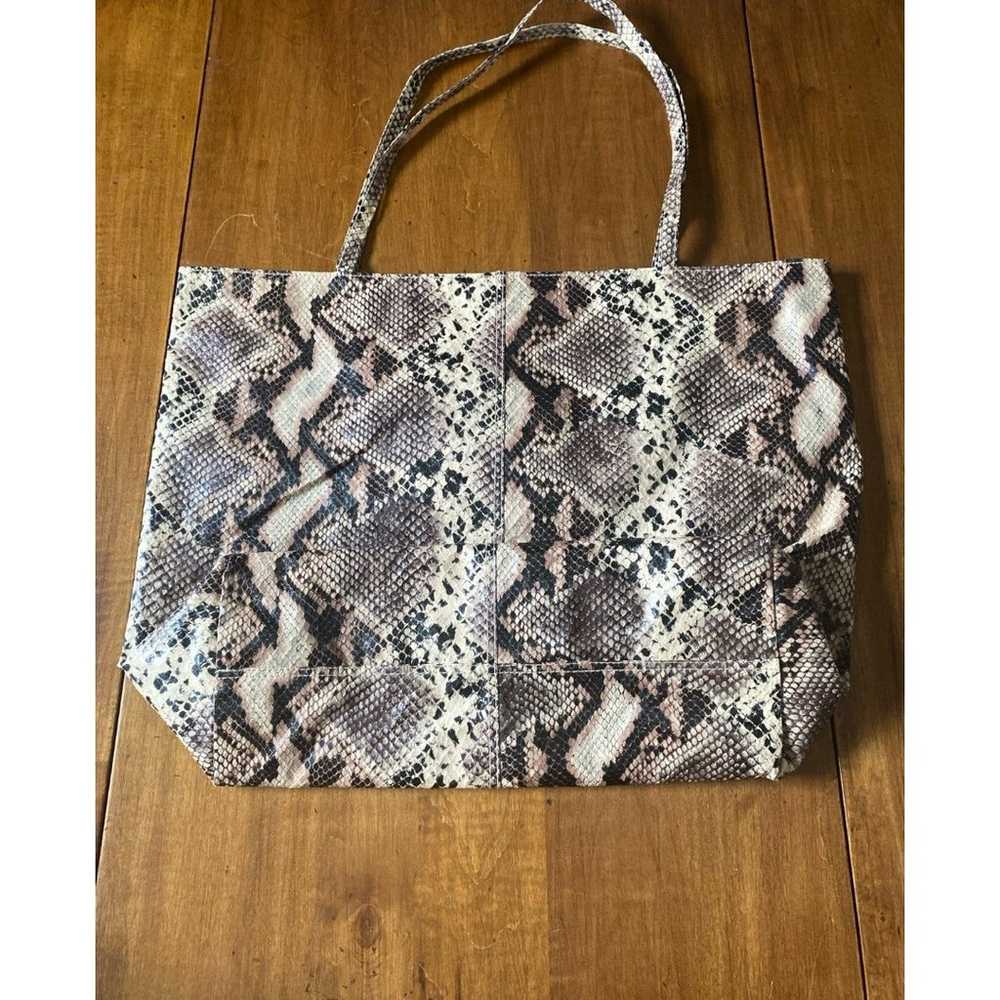 Saks Fifth Avenue Faux Snakeskin /Python Tote Bag - image 5