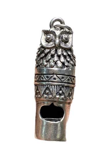 Vintage Sterling Silver Owl Whistle Figural Pendan