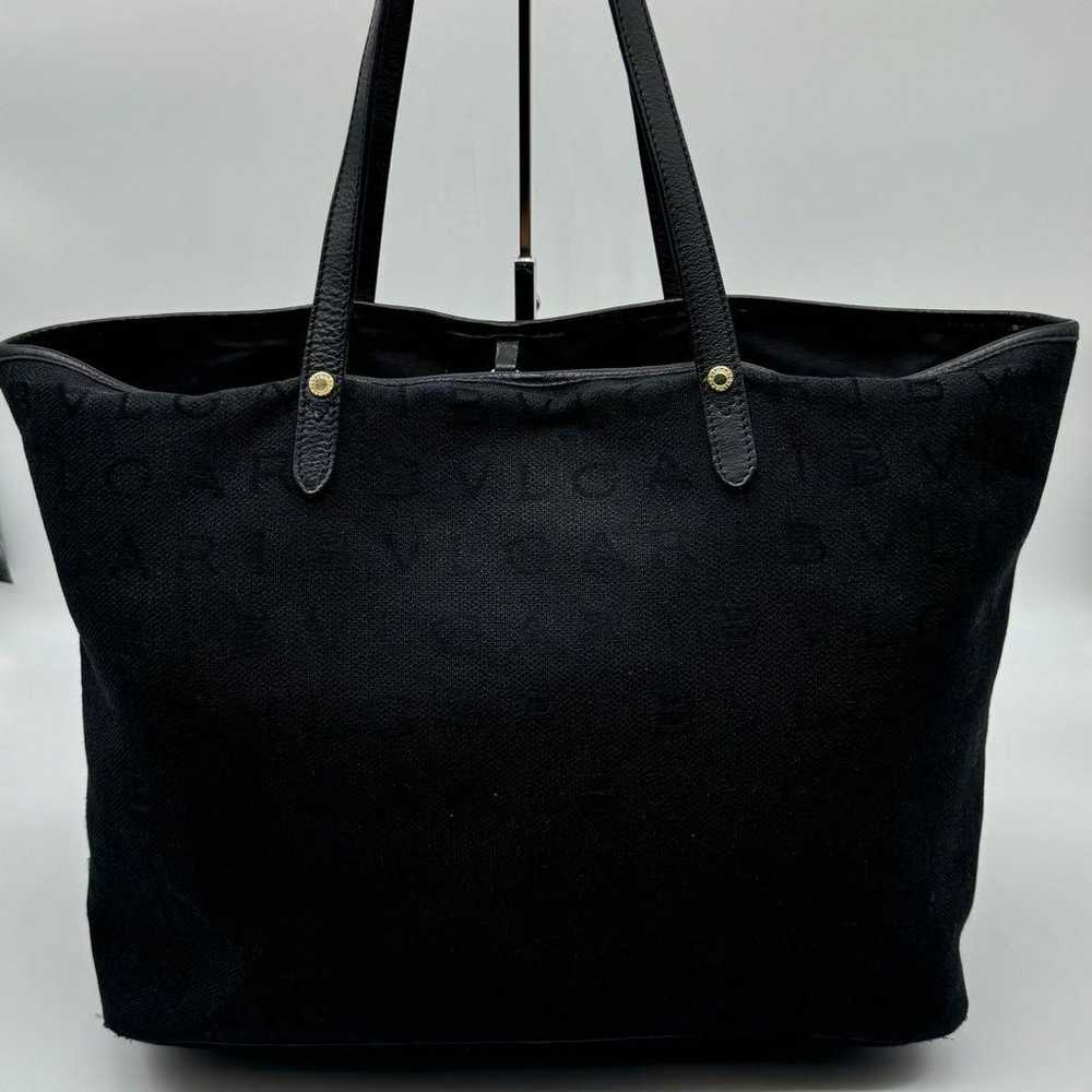 BVLGARI Logo Mania Canvas x Leather Tote Bag Black - image 2