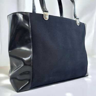 Christian Dior tote bag canvas leather navy - image 1