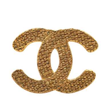 Gold Chanel Gold Plated CC Brooch