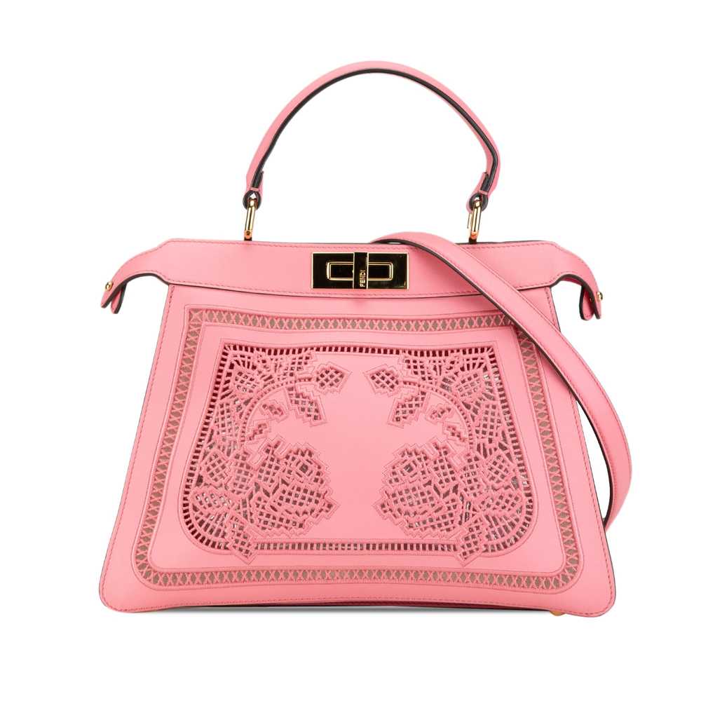 Pink Fendi Medium Embroidered Calfskin Peekaboo I… - image 1