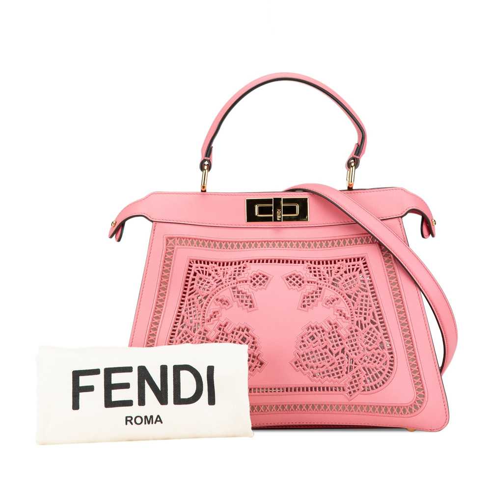 Pink Fendi Medium Embroidered Calfskin Peekaboo I… - image 9