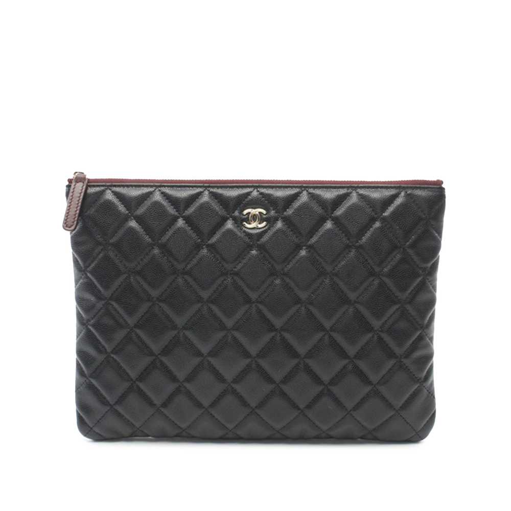 Black Chanel Medium Quilted Caviar O Case Clutch - image 1